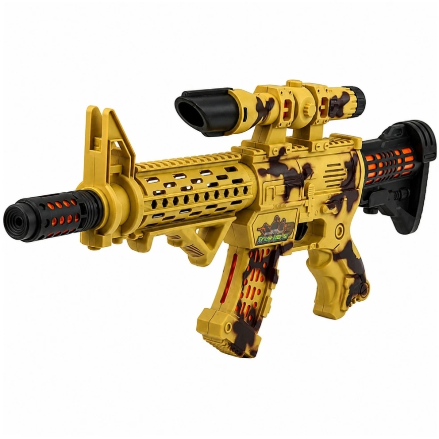 Lean Toys Toy Gun with Optical Sight and Light and Sound Effects, Sand Color with Camouflage Elements, 54 × 21.5 × 5 cm – 2