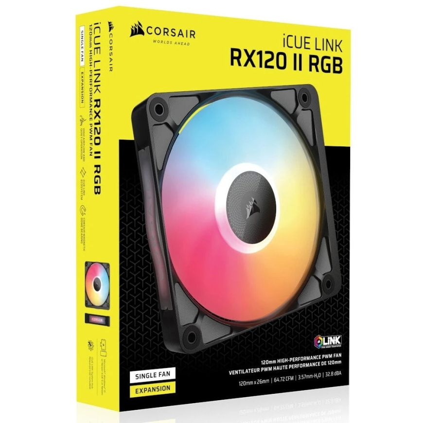 Corsair Microsystems Corsair iCUE LINK RX120 II RGB PWM PC Fan Expansion, Fan, 12 cm, 400 RPM, 2100 RPM, Black – 4