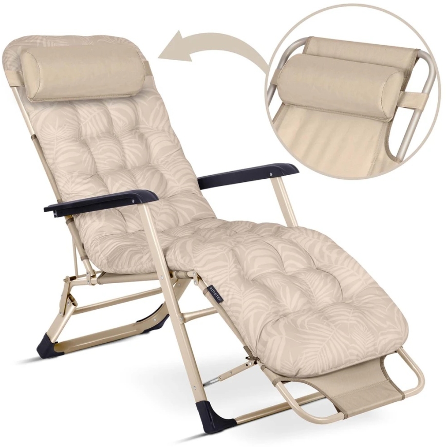 Foldable garden lounger with pillow Sofotel ChillWell, 2 pcs, sand color set – 3
