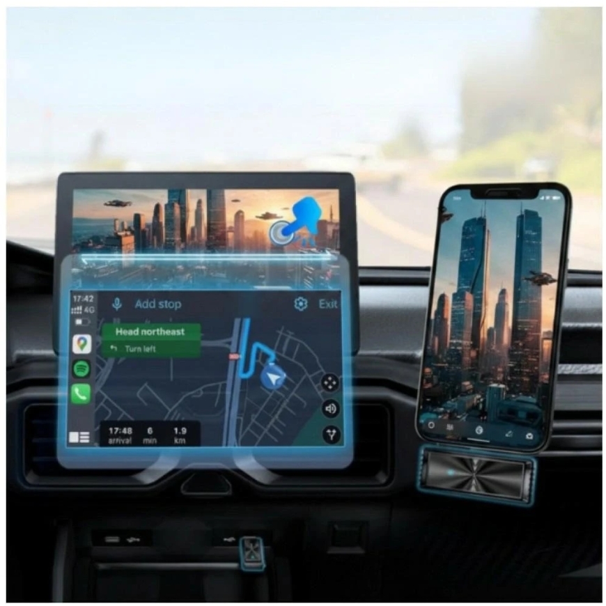 Автомобильный адаптер 4smarts трансмиттер для отображения экрана (CarPlay) черный – 3