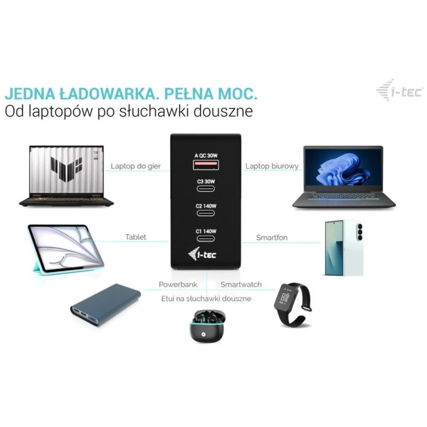 „I-tec“ 140 W USB | 3 x USB-C | 1 x USB-A | LCD | 150 cm – 5