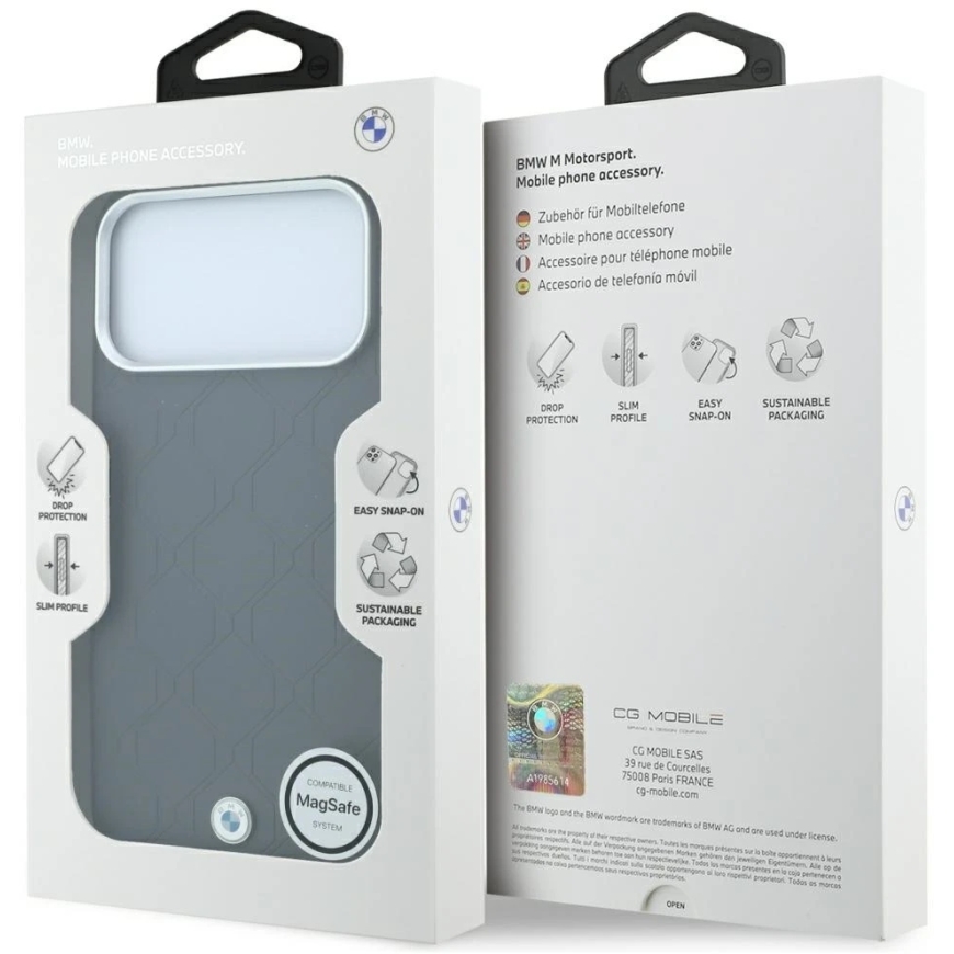 BMW Sign Deboss Quilted Metal Logo MagSafe dėklas iPhone 18 Pro Max / 17 Pro Max – Tamsiai pilkas – 4