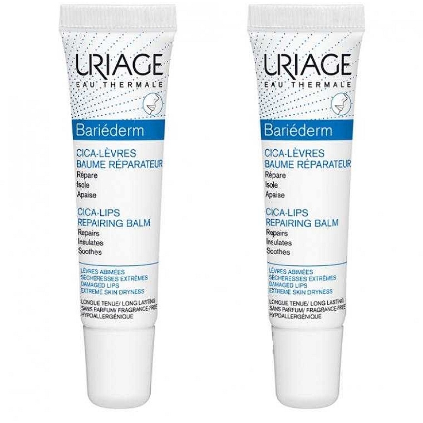 Uriage Bariederm Cica-Lips suojaavat huulirasvat, 2 x 15 ml