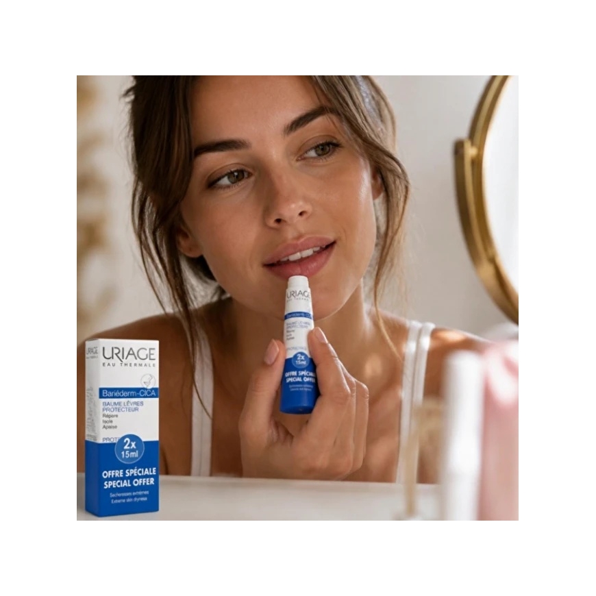 Uriage Bariederm Cica-Lips apsauginiai lūpų balzamai, 2 x 15 ml – 4