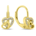 Brilio Silver Gold-Plated Earrings with Zircons Double Heart EA1275Y