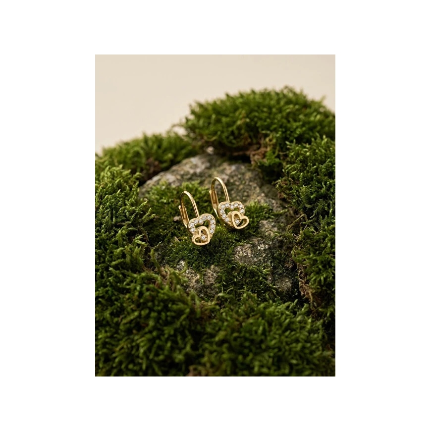 Brilio Silver Gold-Plated Earrings with Zircons Double Heart EA1275Y – 5