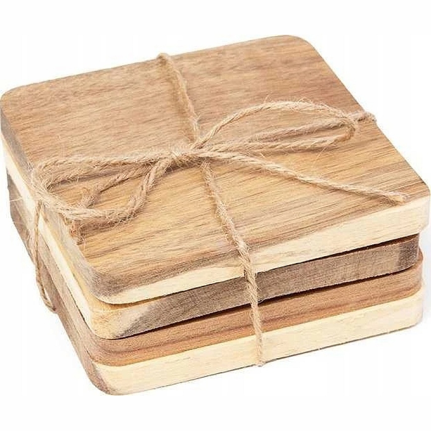 Home Styling Collection Acacia Wood Coasters, 4 pcs. – 4