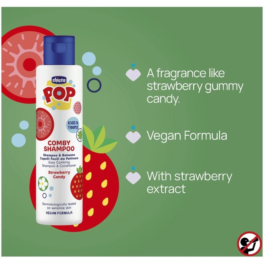 Double K Chicco Pop 2-в-1 шампунь и кондиционер с ароматом клубничного сорбета, 250 мл – 2