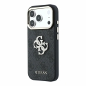 Guess PU 4G Strass Metal logotipo dėklas iPhone 18 Pro juodas