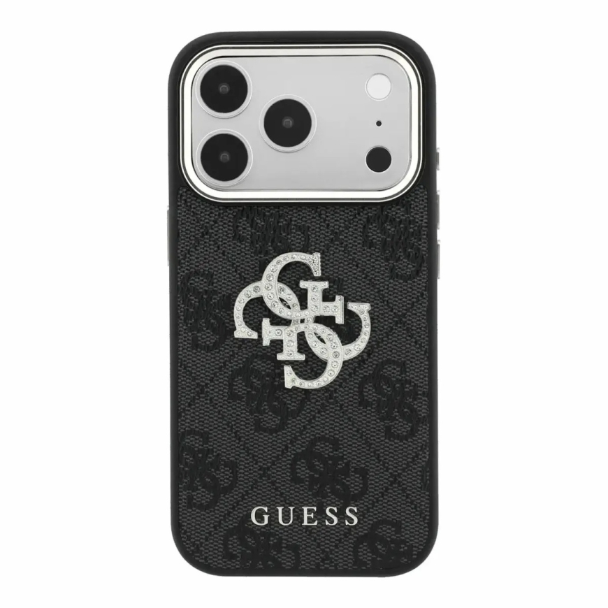 Guess PU 4G Strass Metal logo ümbris iPhone 18 Pro must – 2