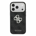 Guess PU 4G Strass Metal logotipo dėklas iPhone 18 Pro juodas
