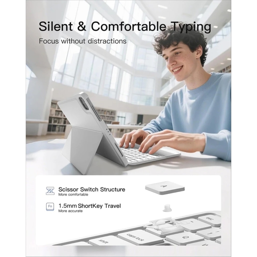 Inateck KB04122 AceTouch tastatūras soma iPad 10.9-11\", Balta – 5