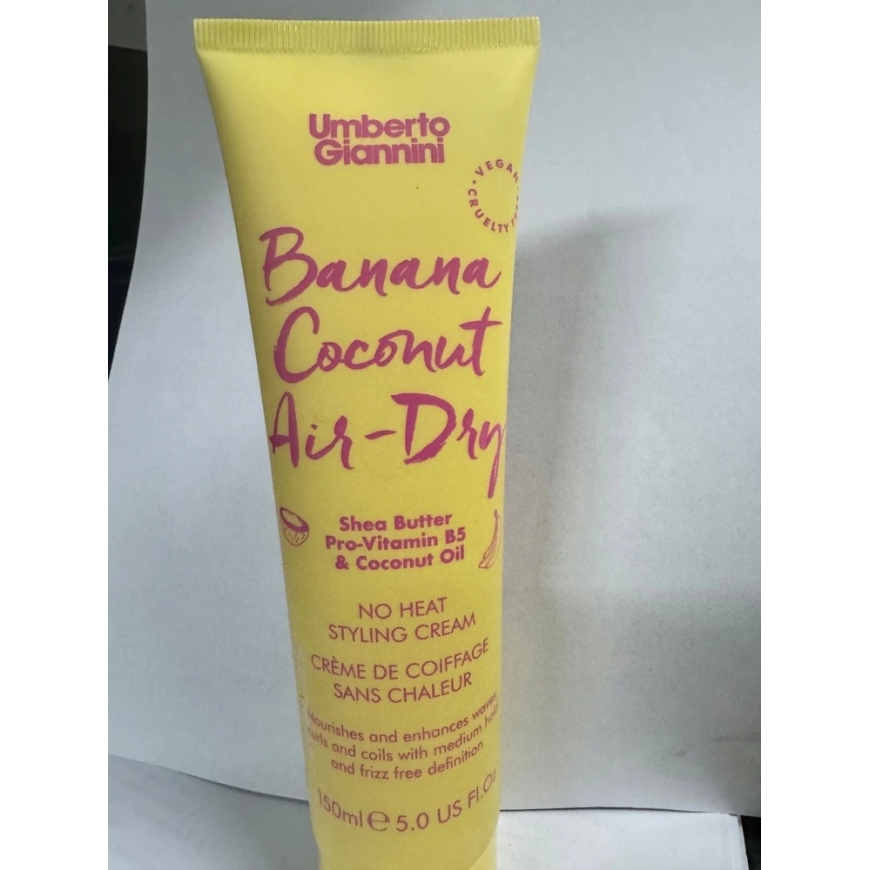 Umberto Giannini Banana Coconut hiusmuotoilukreem ilman kuivattamiselle, keskikova pito, 150 ml