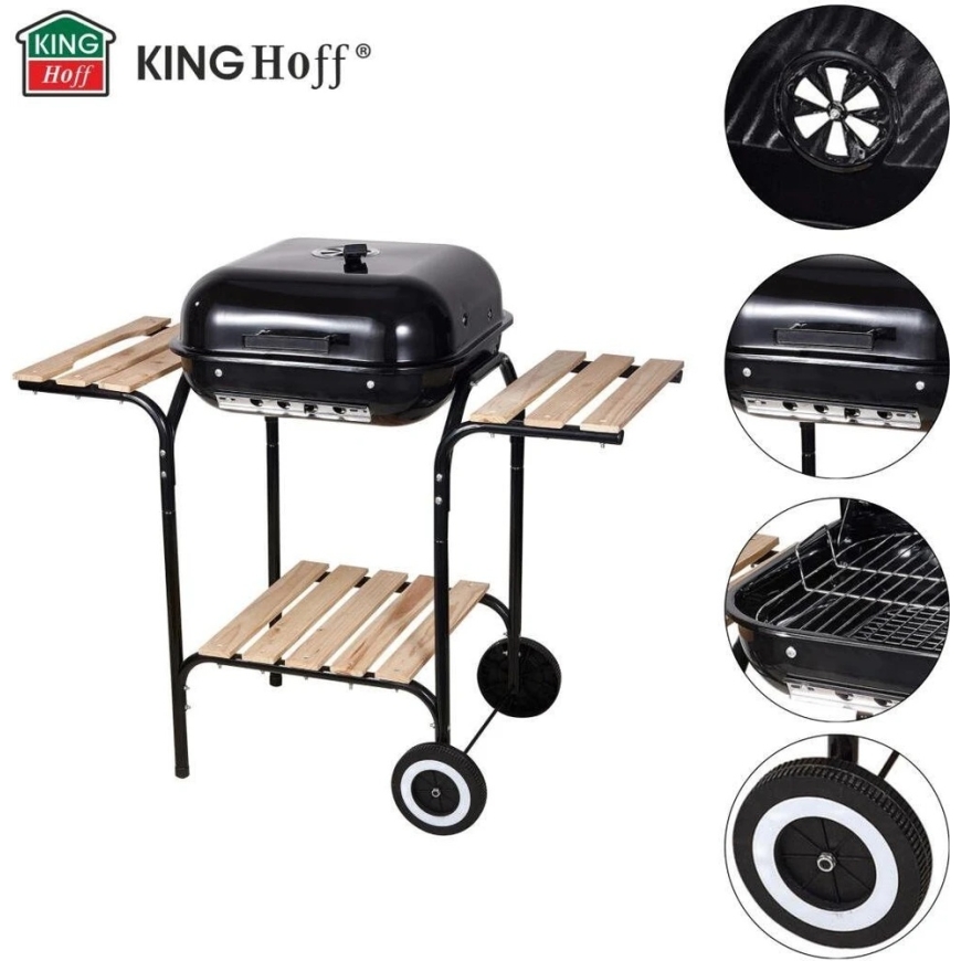 Grill Aia sütegrill katte, riiulite ja ratastega – 5