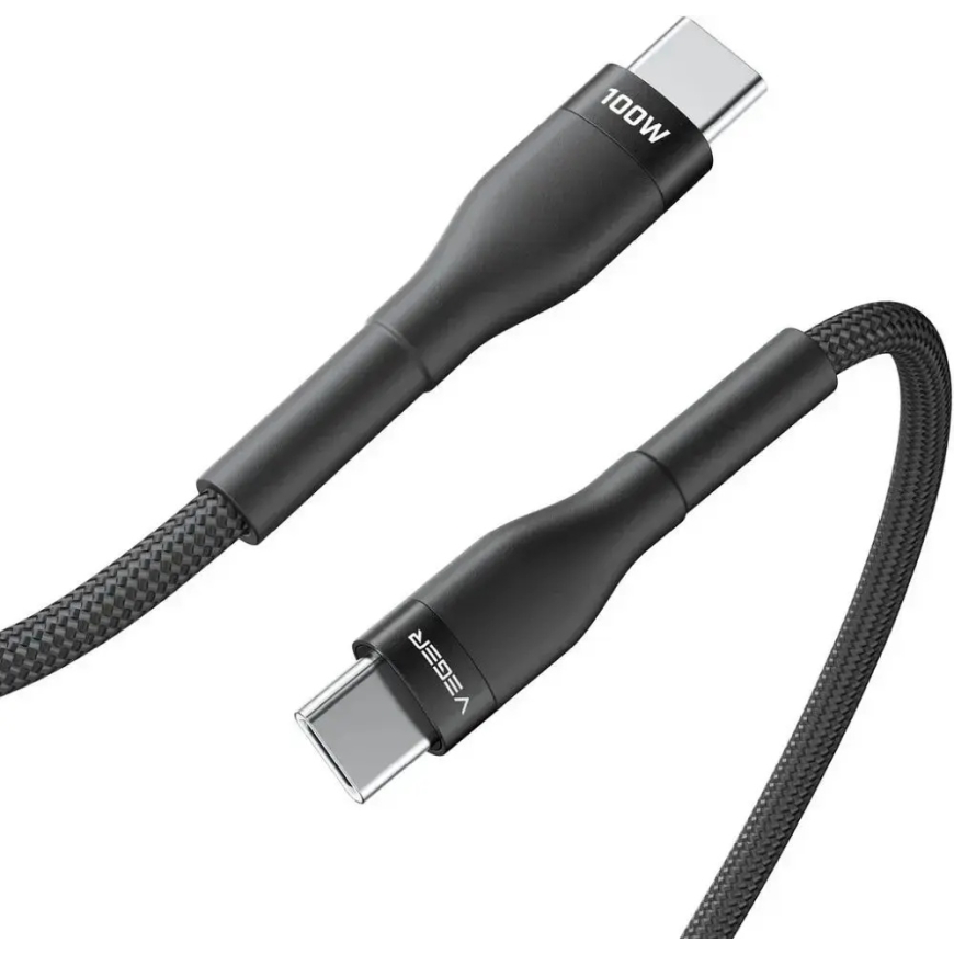 Veger CC05 duomenų perdavimo ir įkrovimo laidas | USB-C į USB-C | PD | 100W | 1.5m | juodas – 2