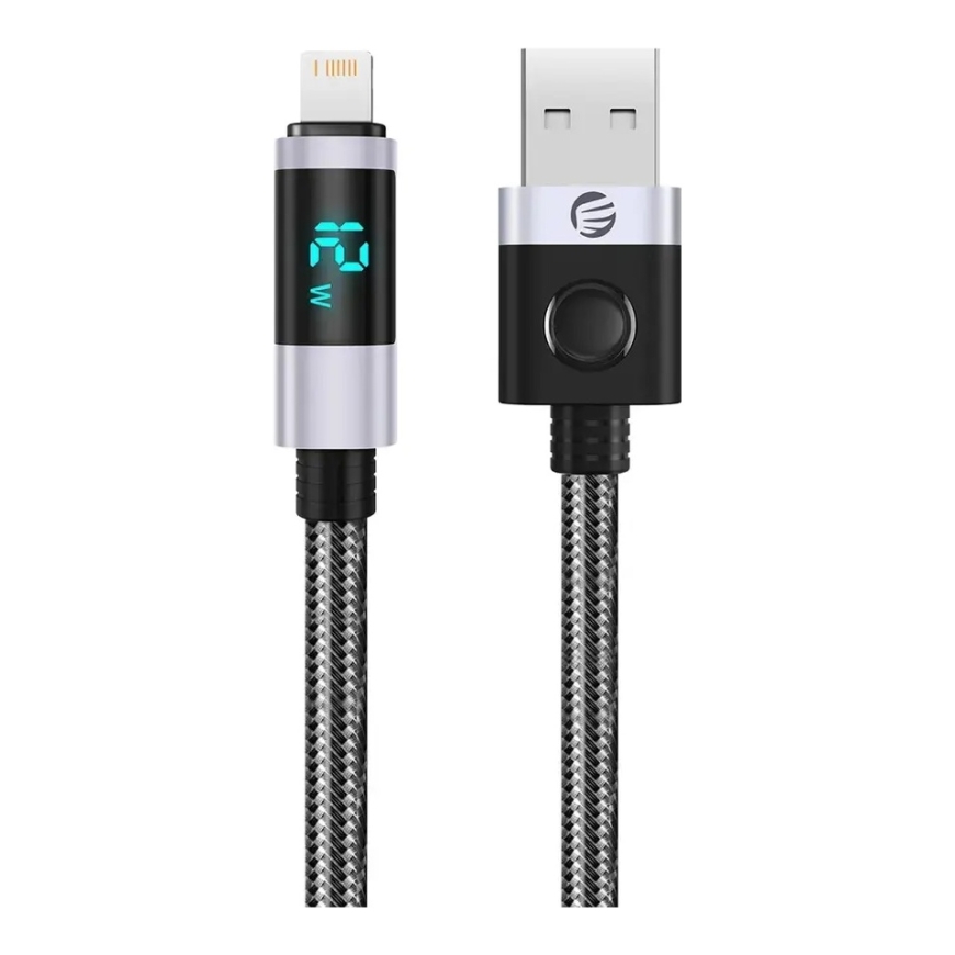 Orico LDA2L провод для передачи данных и зарядки | USB-A на Lightning | 12W | с LED дисплеем | 0.5m | чёрный, серебряный
