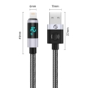 Orico LDA2L datu pārraides un uzlādes vads | USB-A uz Lightning | 12W | ar LED ekrānu | 0.5m | melns, sudraba krāsā