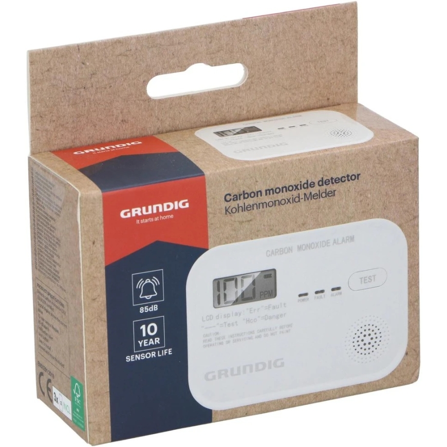 Grundig Ogļu monoksīda detektors ar LED gaismu un bateriju – 4
