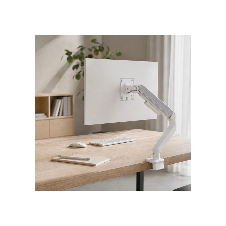 Powerton ERGO MONOA Adjustable Monitor Stand, white, 2-20KG, clamp, 17"-49", 75x75/100x100 – 2