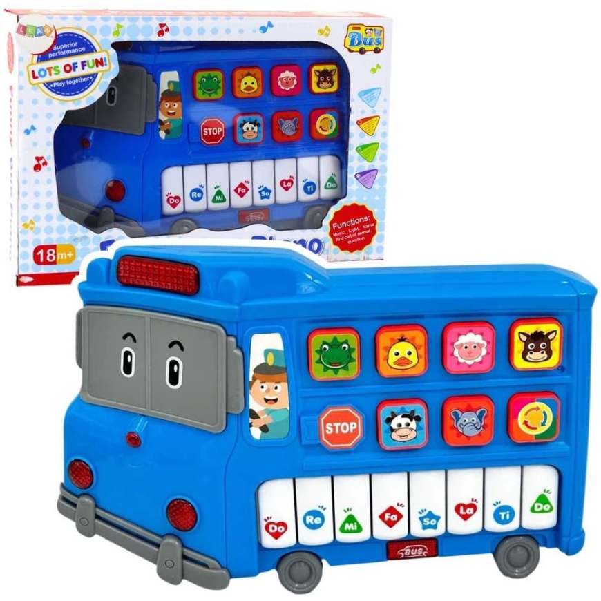 Lean Toys Musiikkipiano lapsille, sininen bussi