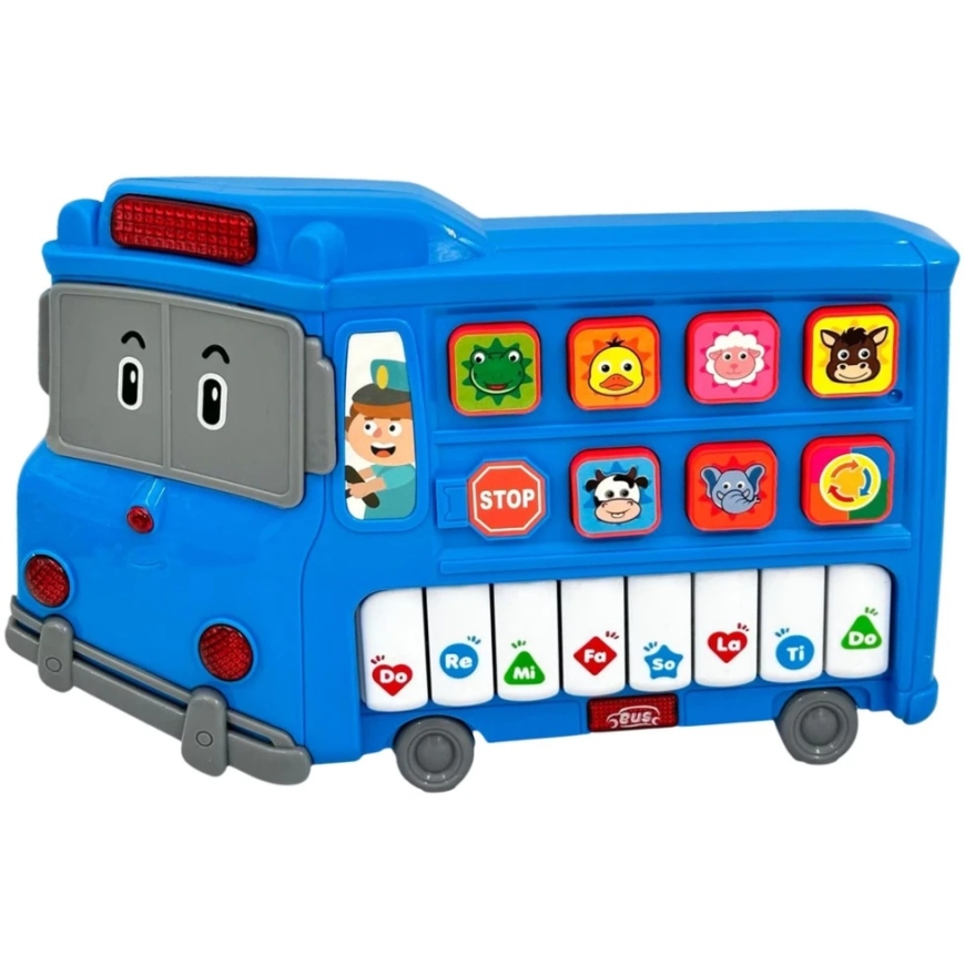 Lean Toys Musiikkipiano lapsille, sininen bussi – 4