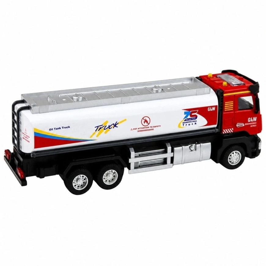 Lean Toys Игрушечная модель автоцистерны со светом и звуком, красная и белая, 25,5 × 8,5 × 7 см – 5