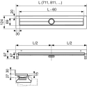 Straight shower channel with folded flange TECEdrainline 800mm, 600801