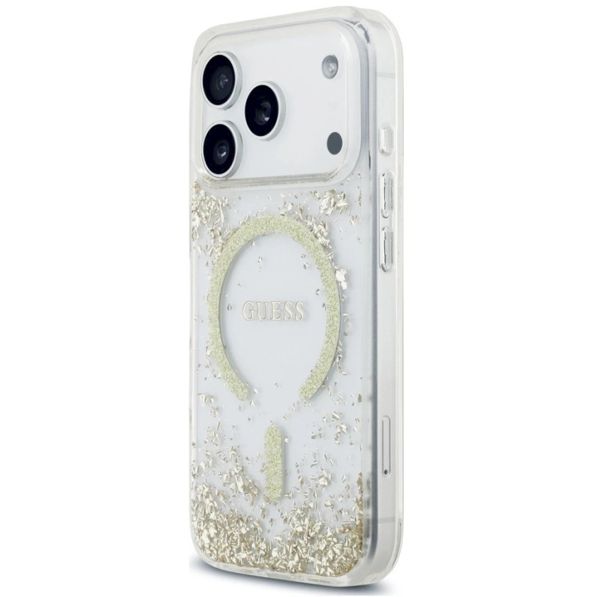 Guess Resin Bottom Glitter MagSafe kest iPhone 18 Pro / 17 Pro - kuldne – 3