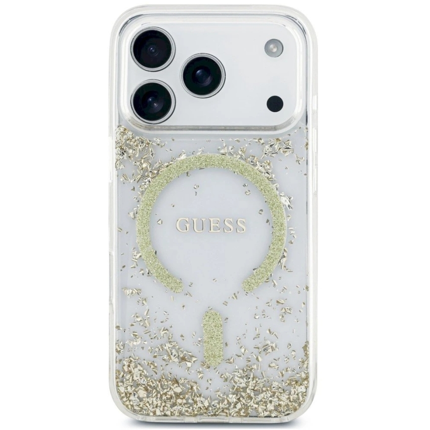 Guess Resin Bottom Glitter MagSafe kest iPhone 18 Pro / 17 Pro - kuldne – 4