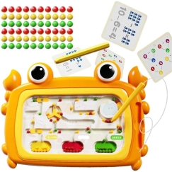 Magnettinen Montessori-opetustaulu labyrinttilla Rapu Woopie oranssi