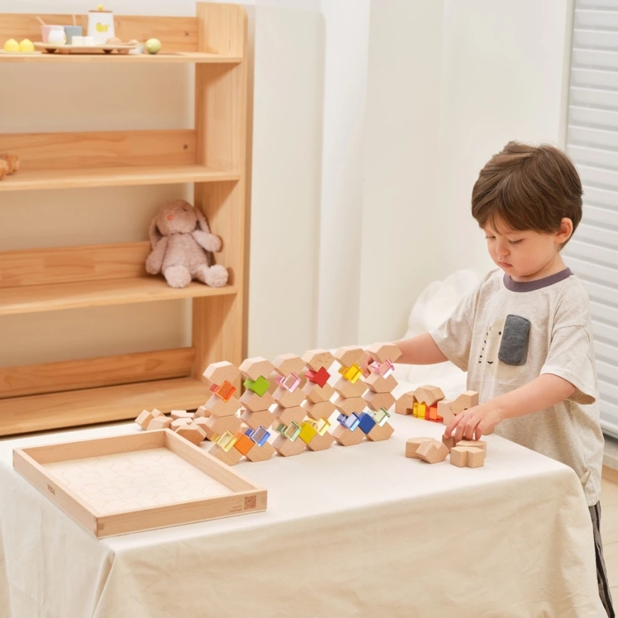 Viga Toys VIGA Puitakristallidest valgusplokid 66 tk alates 18 kuud – 2