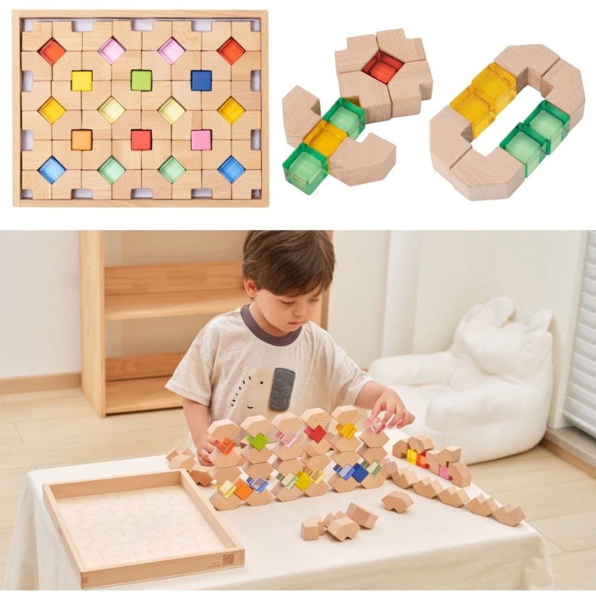 Viga Toys VIGA Puitakristallidest valgusplokid 66 tk alates 18 kuud – 3