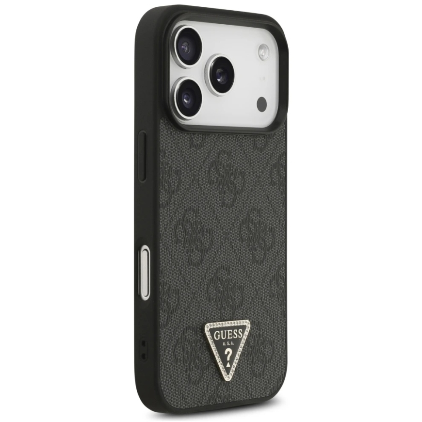 Guess Leather 4G Triangle Strass MagSafe Case for iPhone 18 Pro / 17 Pro, Black – 5