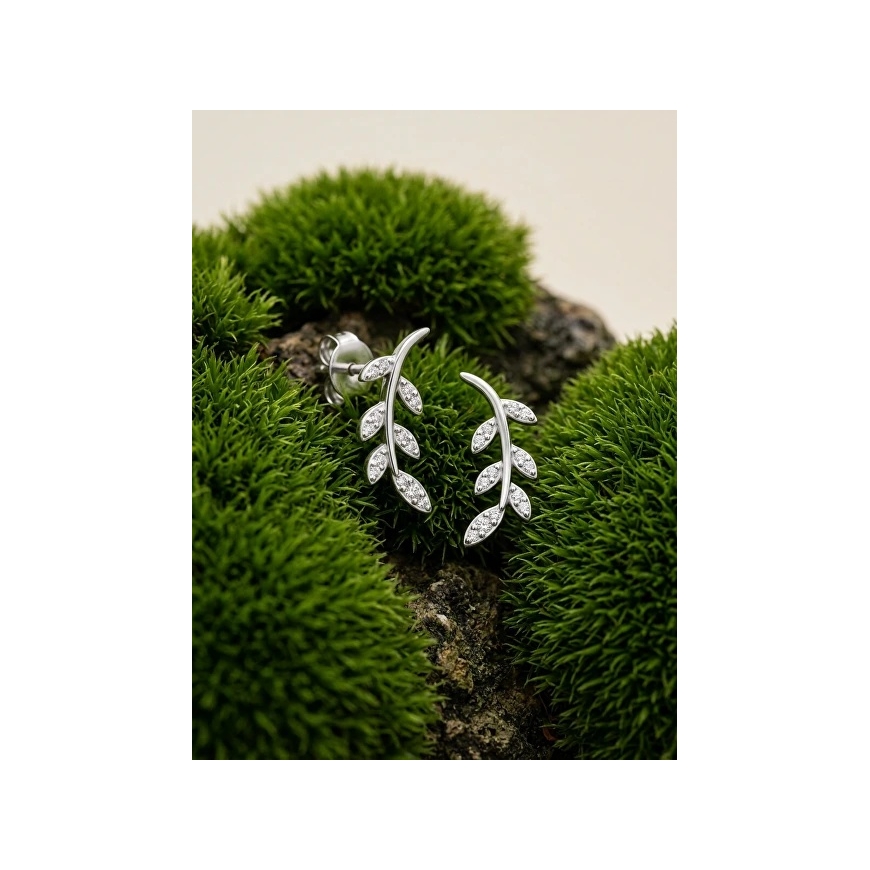 Brilio Silver Spīdīgi sudraba auskari Leaves EA1291W – 4