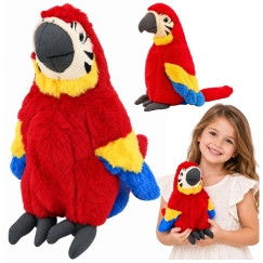 Lean Toys Pehmolelu Papukaija Ara maskotti pehmeä halattava punainen 25 cm