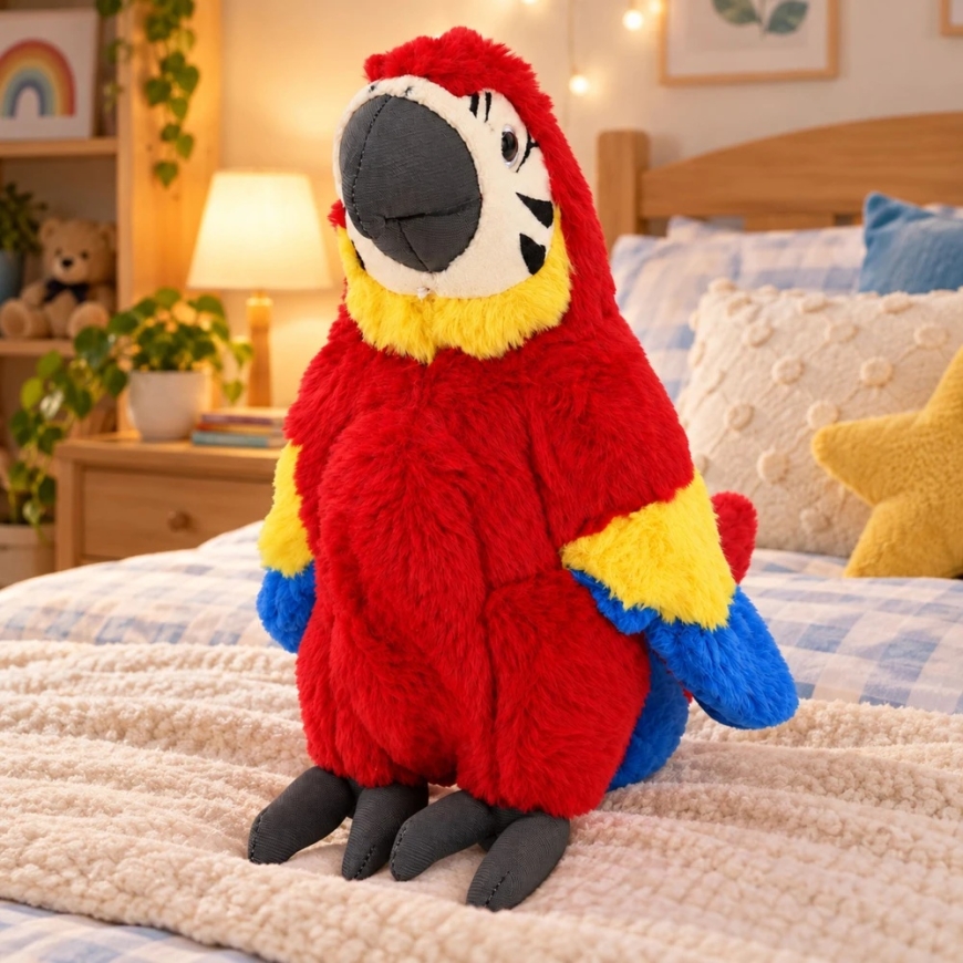 Lean Toys Plush Parrot Ara Mascot Soft Cuddly Red 25 cm – 5