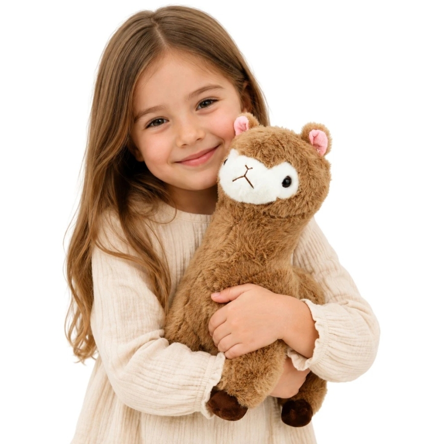 Lean Toys Pehme Lelueläin Alpakka, beige ruskeilla yksityiskohdilla, 38 x 26 x 15 cm – 3