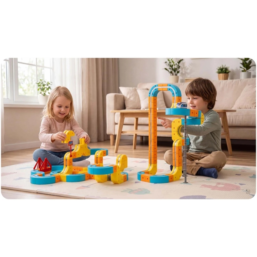 Magnētiskā vilciena trase elektriskie būvniecības bloki 134 gab Ricokids RK-784 – 4