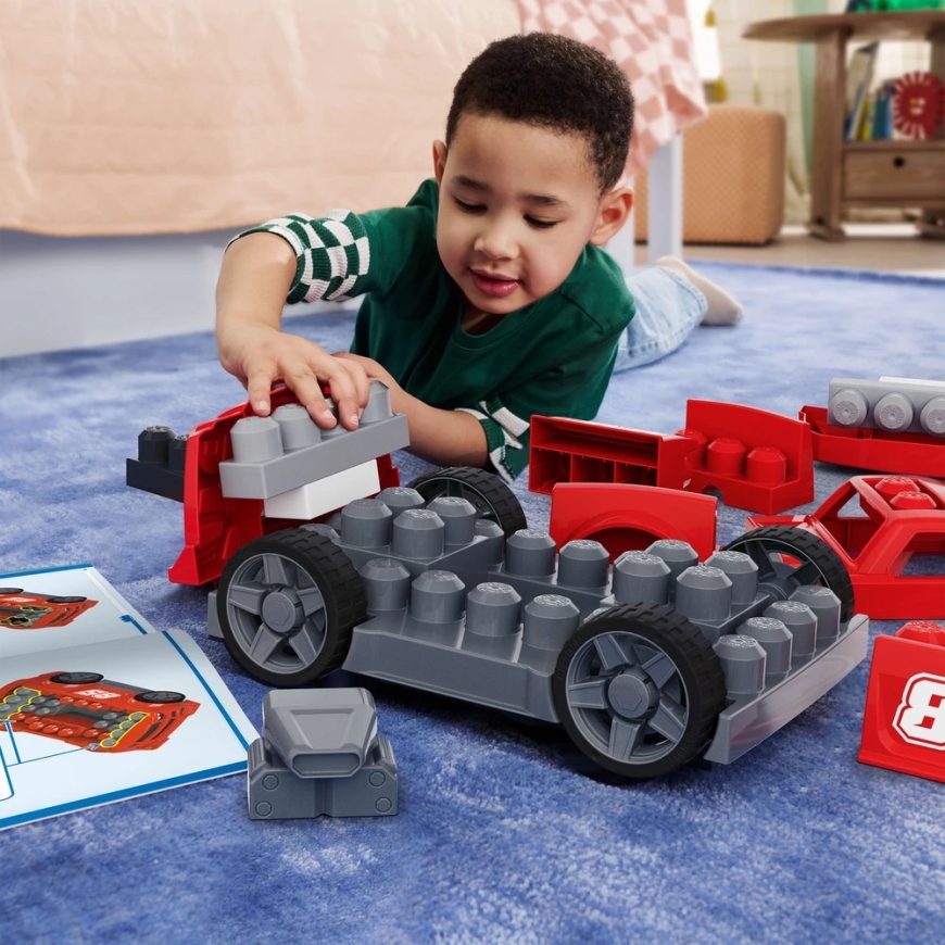 Mattel MEGA BLOKS BUILD AND GO 3 in 1 sacīkšu automašīnas konstruktors (JKG35) – 4