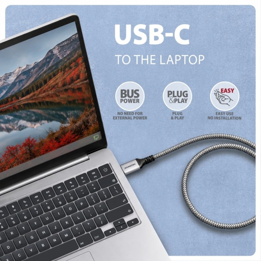 ADE-CM20 USB-C 5 Gbps - gigabitu Ethernet adapteris ar integrētu CAT6 RJ-45 tīkla kabeli (2 m), Asix AX88179B – 3