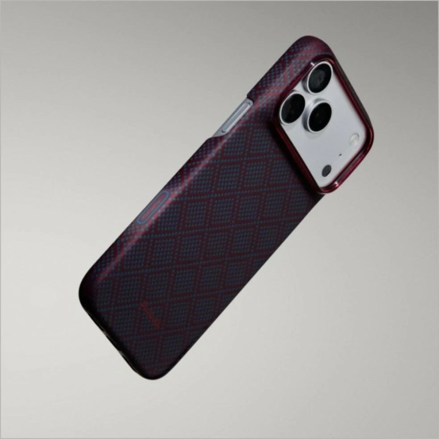 PITAKA Edge Argyle MagSafe vāciņš iPhone 18 Pro Max / 17 Pro Max, zils-sarkans – 2