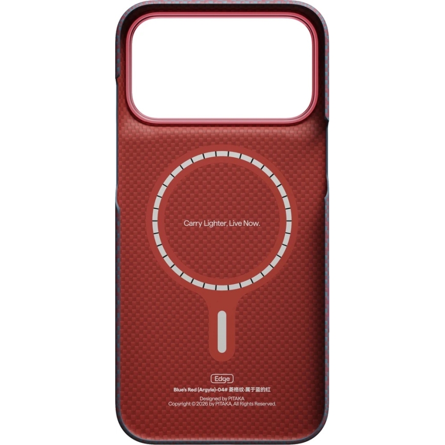 PITAKA Edge Argyle MagSafe kaitse iPhone 18 Pro Max / 17 Pro Max jaoks, sinine-punane – 4