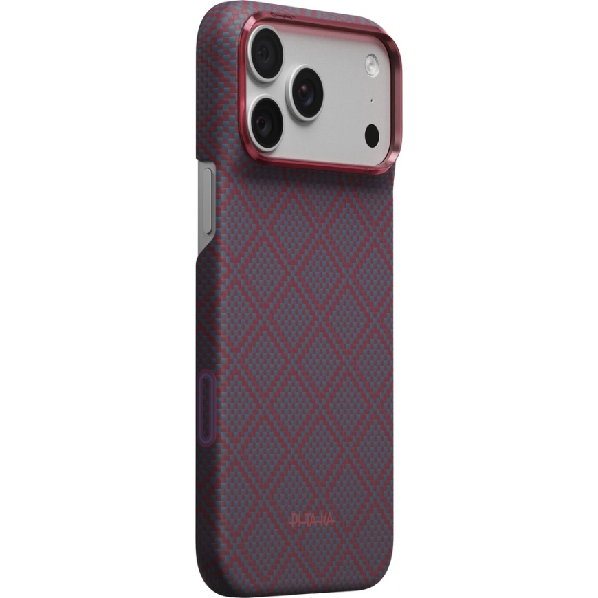 PITAKA Edge Argyle MagSafe vāciņš iPhone 18 Pro Max / 17 Pro Max, zils-sarkans – 5