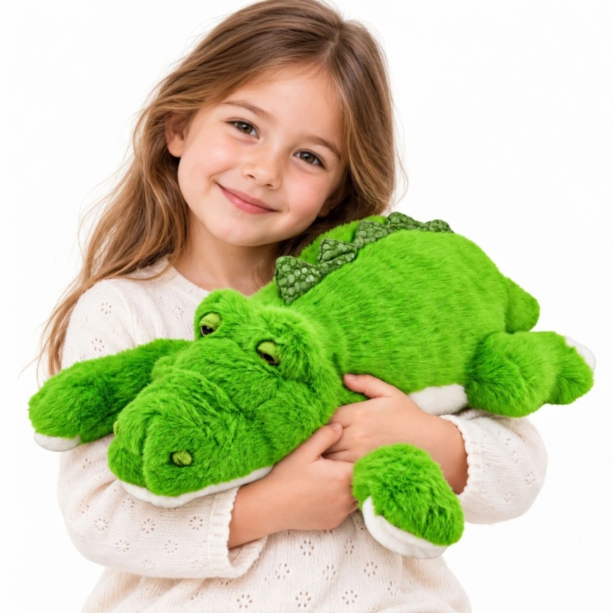 Lean Toys Pehmolelu krokotiili painotetuilla etutassuilla, vihreä, 45 × 20 × 13 cm – 4