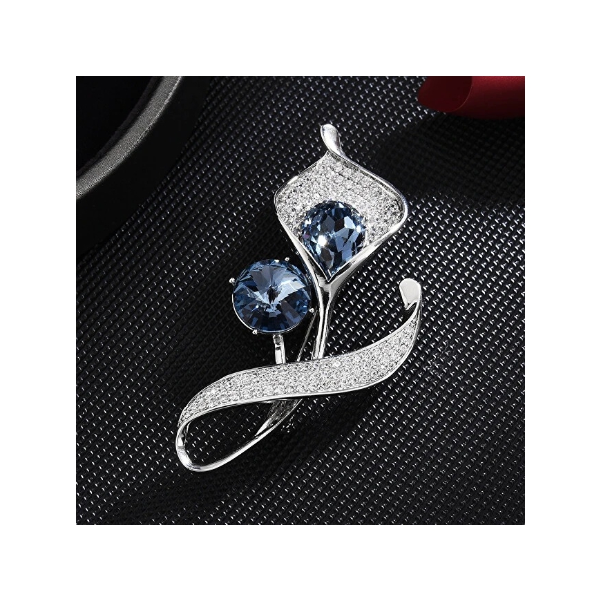 Troli Beautiful Brooch with Blue Crystals Silver – 2