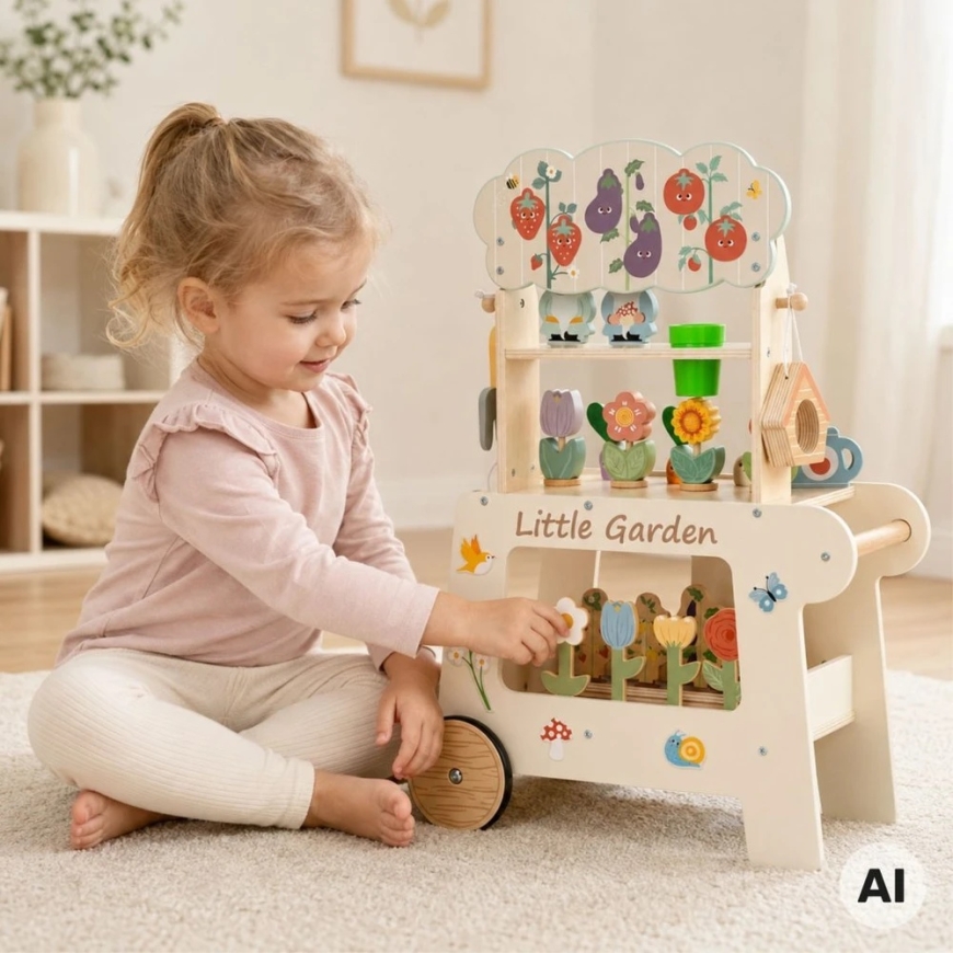 Tooky Toys TOOKY TOY Montessori puidust aiakäru 57 tk – 5