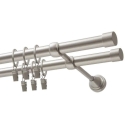 Decastyl Double Curtain Rod Ø 19 mm Chromed Satin 200 cm LUNA with Rings KOWALSKI