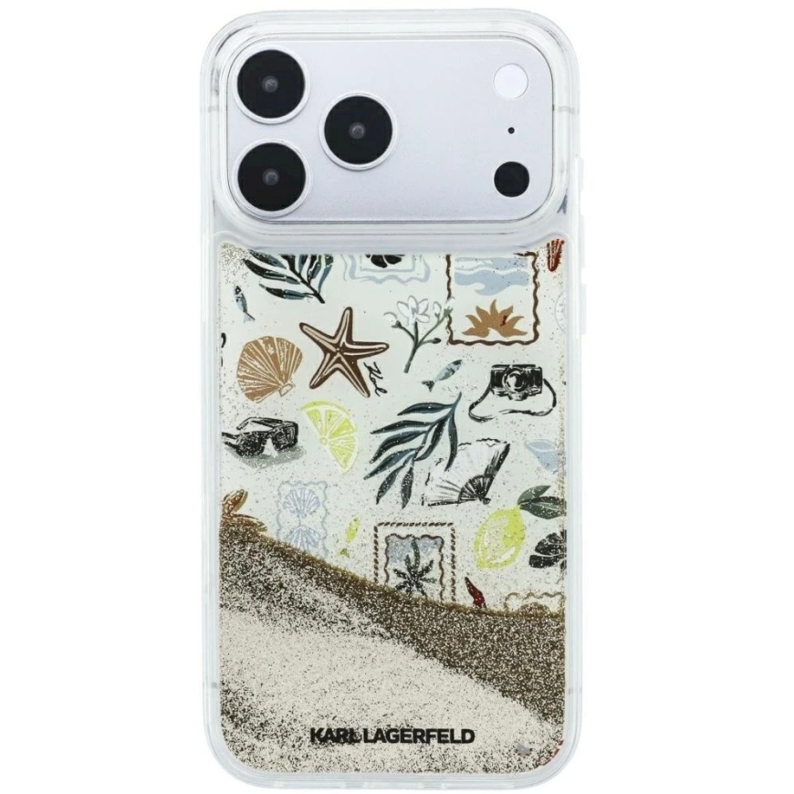 Karl Lagerfeld Liquid Glitter Beach & Sand -kuori iPhone 17 Pro Max / 18 Pro Max -malleille - ruskean keltainen – 5
