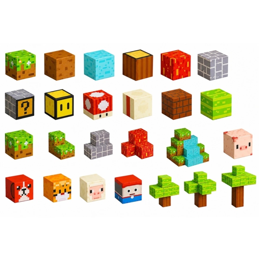 Lean Toys Магнитные строительные блоки, тема пиксельного мира, 146 шт. – 5