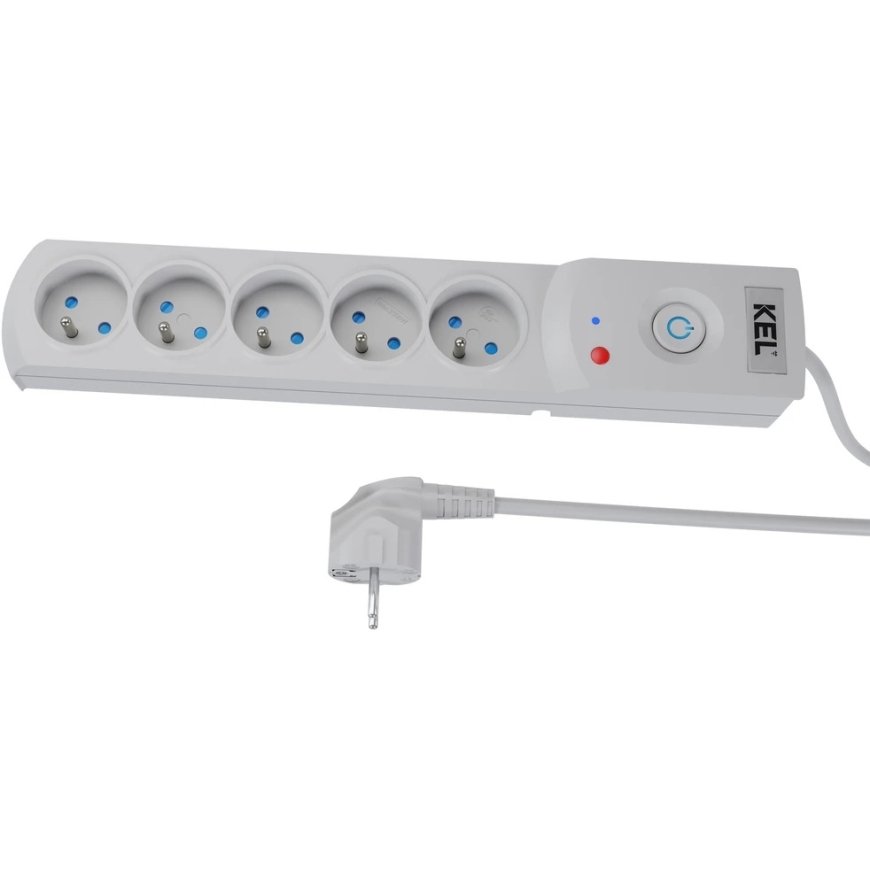 Plastrol Toitejuhe koos kaitselüliti ja ülepinge kaitsesüsteemiga Professional, 5 pesa, pikkus 5 m, 10 A, 230 V, 2300 W, hall – 2